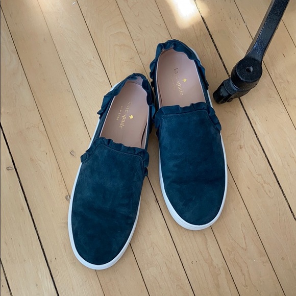 Kate Spade Ruffled Slide Ons in Teal - Picture 2 of 7